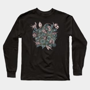 Ernst Haeckel Lavender Grey Peridinea on Cerulean  Diatoms Long Sleeve T-Shirt